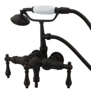   Rubbed Bronze Hot Springs Triple Handle Wall Mounted Clawfoot Tub Fi