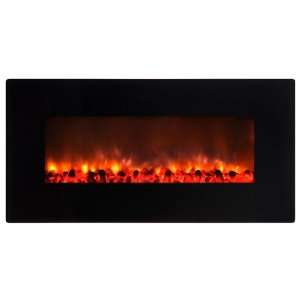   Hang Electric Fireplace, Faux Stone in Black Gloss