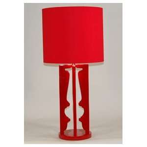  Contemporary Bright Red Lucite Table Lamp   Red Shade 