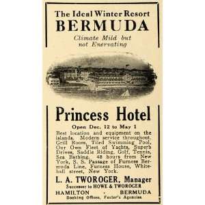  1921 Ad Princess Hotel Bermuda Winter Resort Tworoger 
