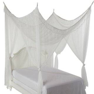    White Square Top Bed Canopy   Holiday Resort Style