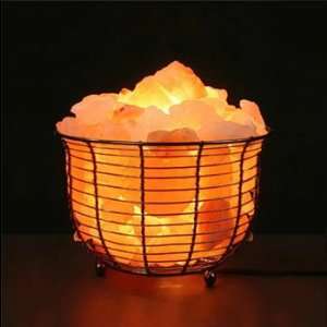   Tall Basket Lamp Filled with Himalayan Crystal Salt with cord & bulb