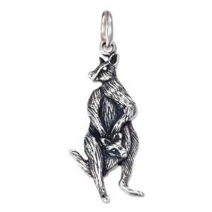  Sterling Silver Antiqued Kangaroo and Baby Charm. Jewelry