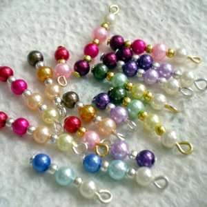   Beaded Dangle Pieces of Glass Pearls Fit Bracelet ~Jewelry Making