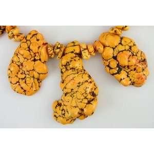    65mm orange turquoise spiderweb nugget chip beads 18
