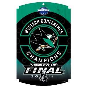 NHL San Jose Sharks Conference Champs 11 by 17 Inch Wood Sign Classic 