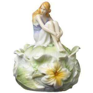  Maiden and Lily Flower Porcelain Trinket Box Kitchen 
