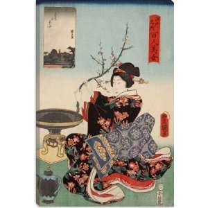  Woman with Tree Branch Japanese Woodblock Giclee Canvas 