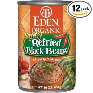 Eden Organic Refried Spicy Black Beans, 16 Ounce Cans (Pack of 12 