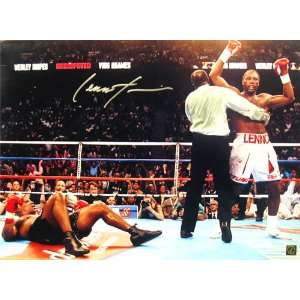  Lennox Lewis Signed 16x20   Standing over Mike Tyson 