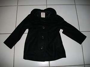 NWT OLD NAVY Girl 12 18 24 M 2 3 4 Gorgeous Black Wool Dress Coat 
