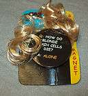 NWT Gag Gift Blonde Joke Button With Lock of Hair How Do Blonde Brain 