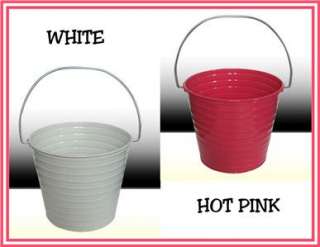 White Metal Buckets Pails Party Table Centerpiece Ice Bucket