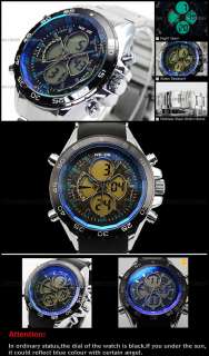 WEIDE LCD Quartz Date Day Alarm Blue Number Men Sport Wrist Watch Xmas 