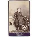 PRETTY LITTLE GIRL plaid dress fashion CDV PHOTO 1890s