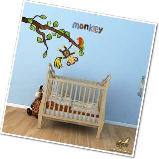 Monkey Tree Animal Bird Wall Stickers Vinyl Art Decor For Nursery 
