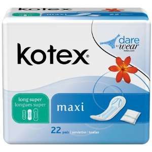  Kotex Long Super Maxi Pads 22 ct (Quantity of 5) Health 