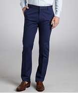 Gucci blue cotton twill flat front straight leg pants style# 318943601