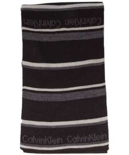 Calvin Klein black striped logo skinny scarf