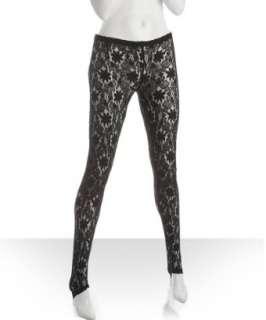 BCBGeneration black floral lace slit back leggings   
