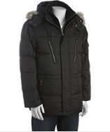 Marc New York black down filled coyote fur trim hooded jacket style 