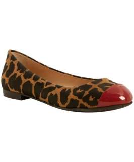 Fendi brown and red leopard print cap toe ballet flats