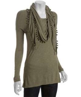 Design History bamboo jersey scarf detail long sleeve top   up 
