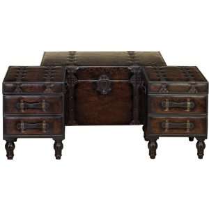   99023 Set of 3 Large Vienna Leather Chest Trunks