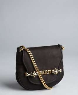 Gucci black brushed leather Tigrette chain strap shoulder bag