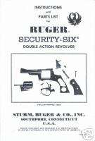 RUGER SECURITY SIX DOUBLE ACTION REVOLVER GUN MANUAL  