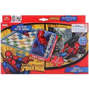   Spider Man 3 in 1 Fun Set [Checkers, Crazy 8s, Puzzle] Toys & Games