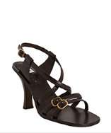 Marc Jacobs dark brown leather buckle detail sandals style# 317180301
