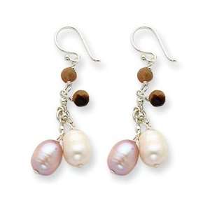 Sterling Silver White/Champagne Cult. Pearls/Unikite & Tiger Eye 