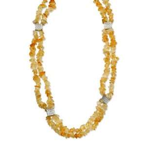   Steel Citrine Chip 24 with 2 Inch Extension Necklace Chisel Jewelry