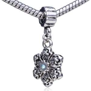   Style Bead Dangle Snowflake Charm Bead Fits Pandora Charms Bracelet