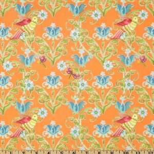 44 Wide Paradise Tropical Bird Coral Fabric By The Yard 