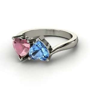   Ring, Sterling Silver Ring with Blue Topaz & Rhodolite Garnet Jewelry