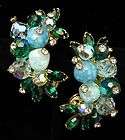 VINTAGE VENDOME EARRINGS Rhinestone Crystal MURANO Bead