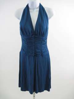 MARIA BIANCA NERO Blue Ruched Halter Dress Sz S  