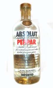 Absolut Vodka Peppar 750ml Old Rare Bottle   Gold Seal  