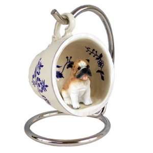  Bulldog Blue Tea Cup Dog Ornament