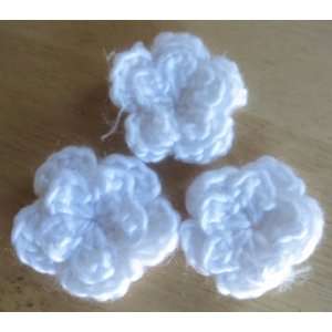  30pc Large White Crochet Flowers Applique Embellishment 