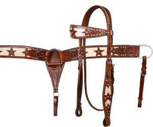 leather tooled wide browband filigree headstall and breastcollar set 