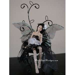  Beautiful Jewelry Display Doll  Black Fairy Sitting Chair 