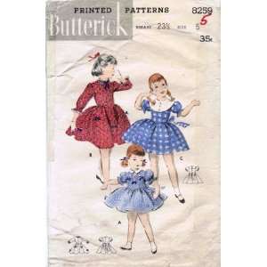  Butterick 8259 Vintage Sewing Pattern Girls Basque Waist Dress 