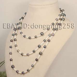 4MM WHITE 8 9MM BLACK AKOYA PEARL NECKLACE 60 120  