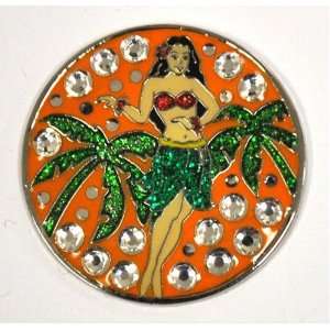  Hula Girl Crystal Golf Ball Marker with Magnetic Hat Clip 