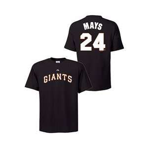 New York Giants Willie Mays Cooperstown Name & Number T Shirt   Black 