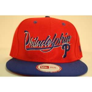   Phillies Red/Blue Snapback Adjustable Plastic Snap Back Cap / Hat