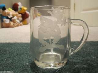 Disney Vintage ***** GOOFY ***** Hand Etched Glass Mug  